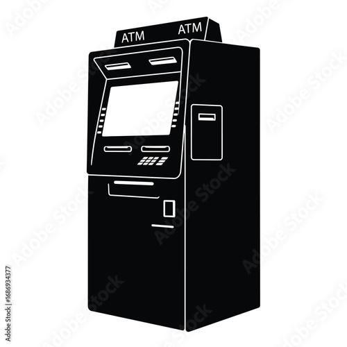 Detailed side view atm machine illustration