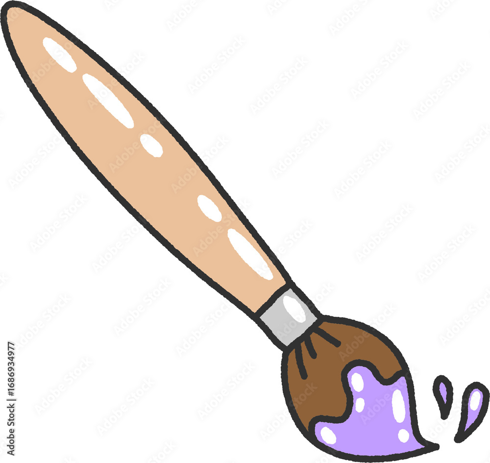 Fototapeta premium Purple Paint Brush with Color Stroke – Hand Drawn Illustration PNG