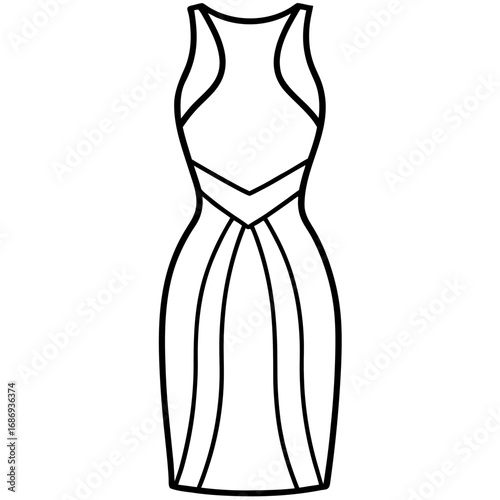Minimalist Cocktail Dress Line Art