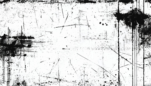 Abstract Black and White Grunge Pattern with Scratches and Splatters. Grunge Texture Background