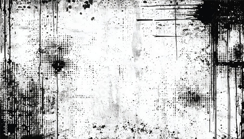 Wallpaper Mural Abstract Black and White Grunge Pattern with Scratches and Splatters. Grunge Texture Background Torontodigital.ca