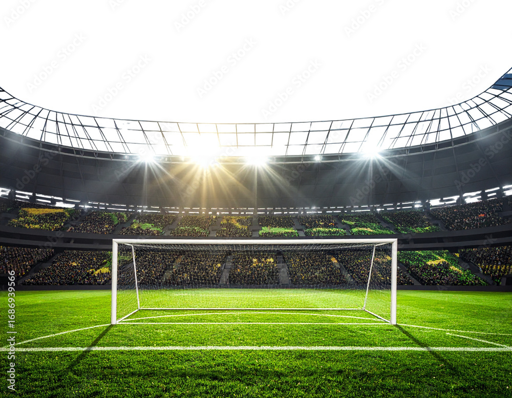 Obraz premium Football goal at the stadium with green grass