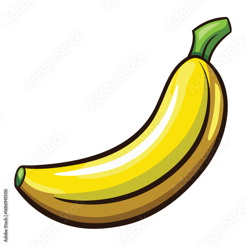 A Ripe Banana Colorful Cartoon Representation of a Classic and Healthy Fruit