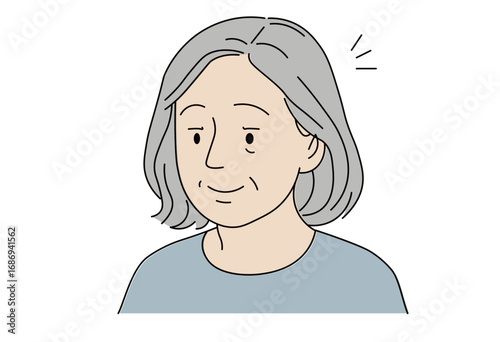 Senior woman with surprised or realization expression illustration for elderly lifestyle, healthcare, wellness, nursing care, family themes, educational materials, and medical design projects isolated