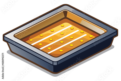 Isometric Grill Pan Illustration Black and White: A Culinary Icon for Cooking, Kitchenware, and Delicious Grilling Experiences at Home