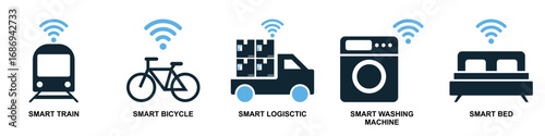 Set internet of things icon vector for smart devices, interconnected networks, and data exchange. Useful for illustrating automated homes, future technology, and IoT solutions.