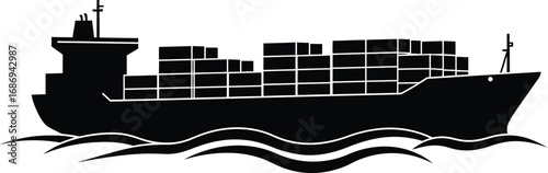 cargo ship sailing across vast ocean waves carrying containers