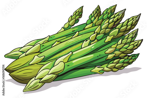 Vibrant Green Asparagus Bundle A Colorful and Fresh Vegetable Illustration Featuring a Pile of Healthy and Delicious Asparagus Spears