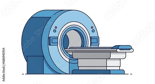blue mri machine, medical equipment, flat design clip art preview