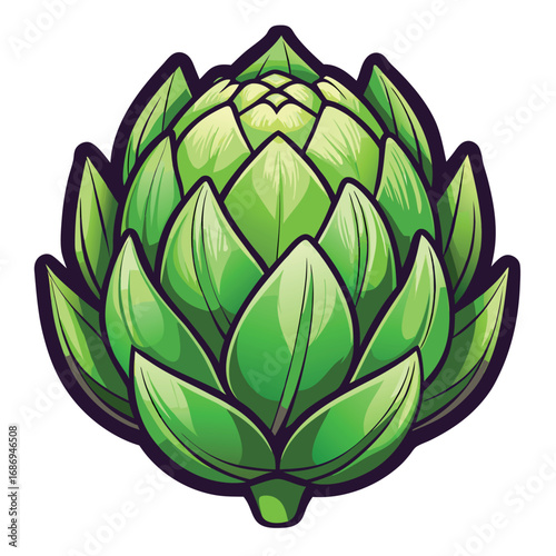 Vibrant Artichoke Illustration A Detailed Vegetarian Delight Depicting the Globe Artichoke's Unique Texture and Form