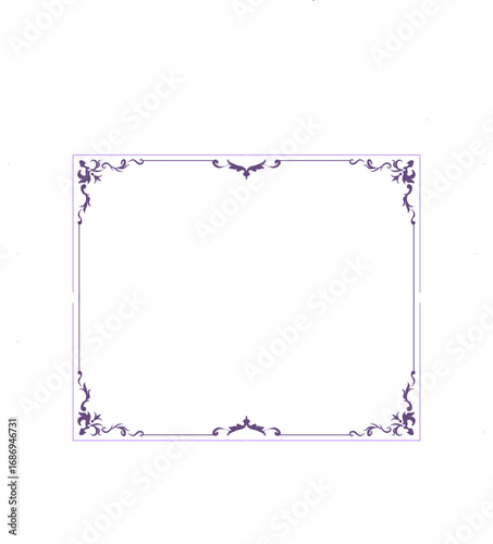 Simple rectangular frame with delicate ornamental details on each corner. The thin lines and elegant flourishes give it a vintage and classic look, making it suitable for invitations, certificates.