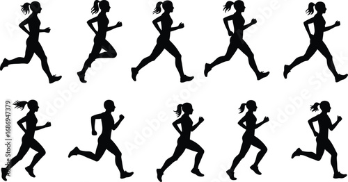a series of silhouettes showing runners in various poses