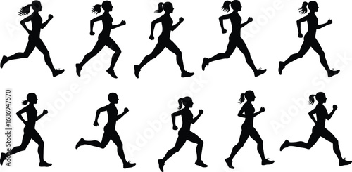 runner silhouettes showing various stages of running cycle