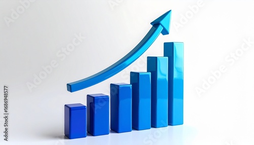 3D bar graph with upward arrow — blue gradient bars showing growth on neutral gray background. Free Download 3D bar graph with upward arrow — blue gradient bars showing growth on neutral gray background. - GFXLoad