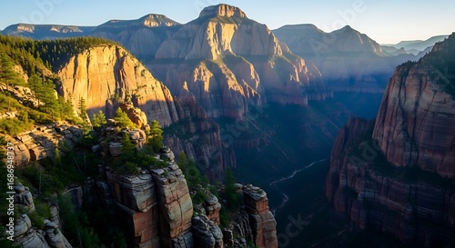 Zion Canyon Sunrise Panorama.