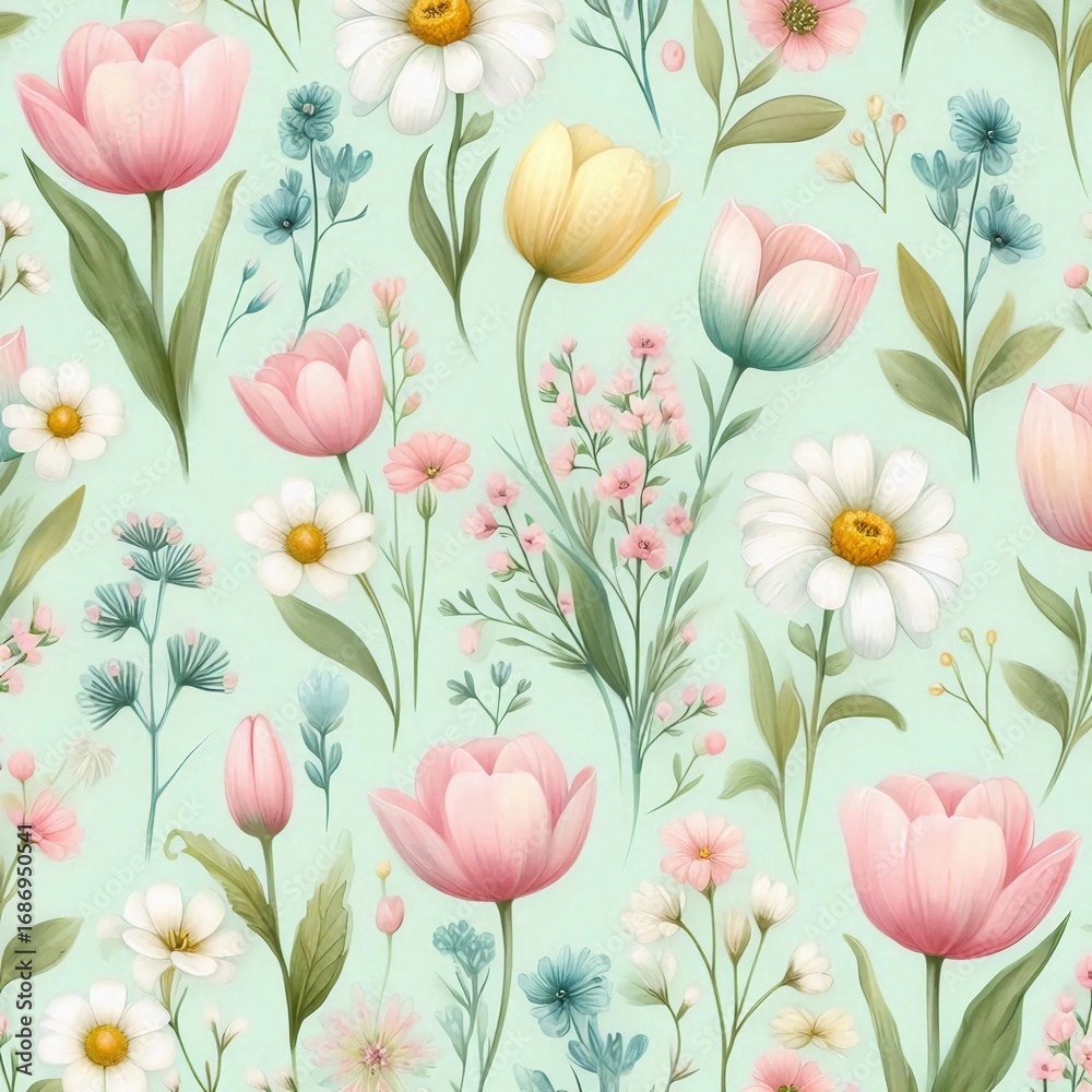 Obraz premium seamless pattern with tulips