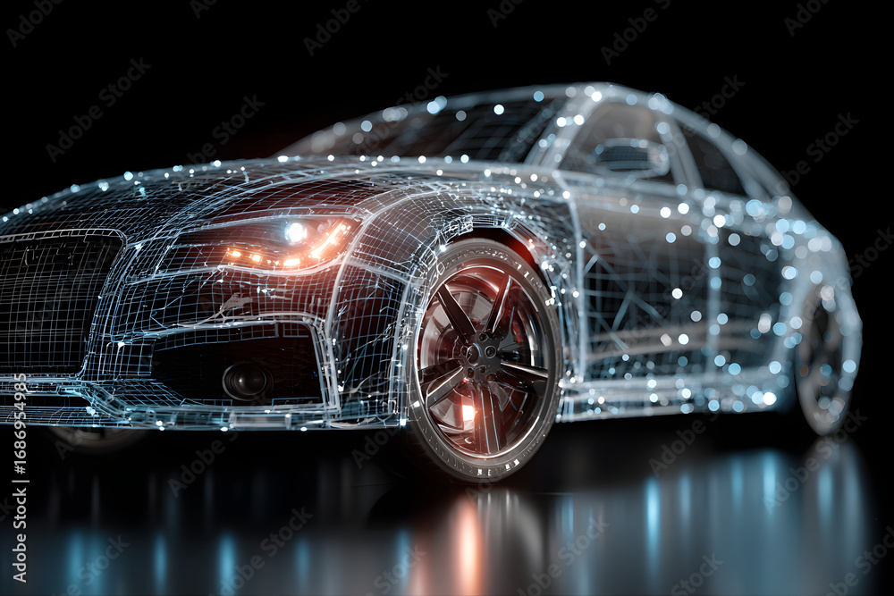 Fototapeta premium Automotive communication industry, such as cybersecuity threats, data privacy oncerns, or the need for gobal standardization. Geneative AI