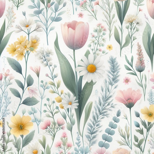 seamless pattern with tulips