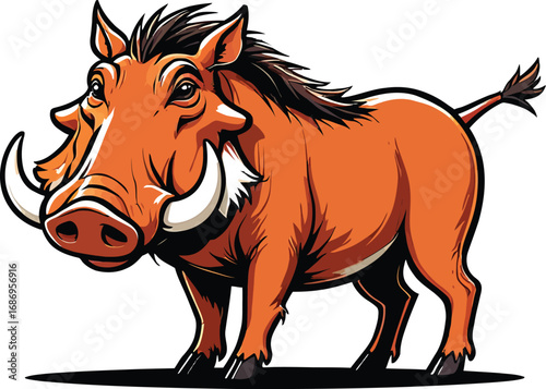 Cute cartoon a illustrator vector warthog
