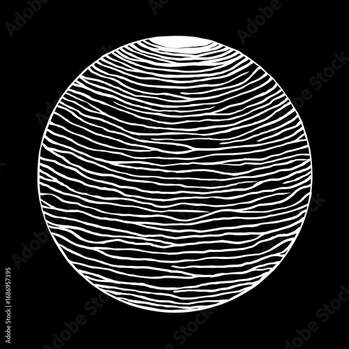 Black and White Line Circular Abstract Pattern, Artistic Texture Design, Suitable for Decoration, Art Creation, Modern Design Material
