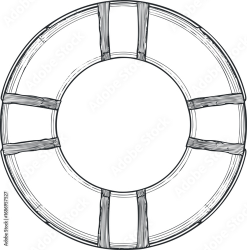 Hand drawn lifebuoy ring lifesaver safety equipment for water rescue and emergency protection