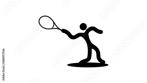 tennis symbol, black isolated silhouette