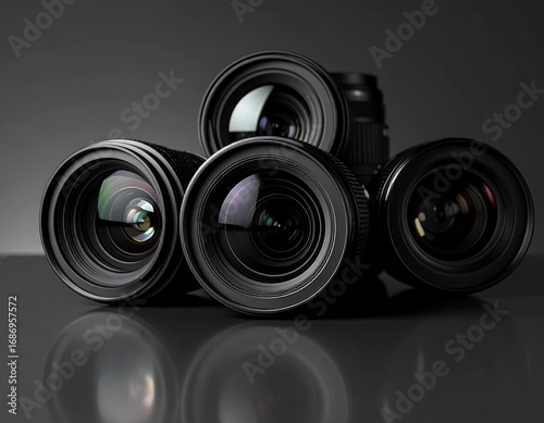 Close-up of multiple camera lenses