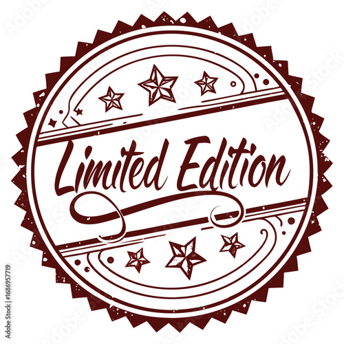 Limited edition badge with decorative stars design 
