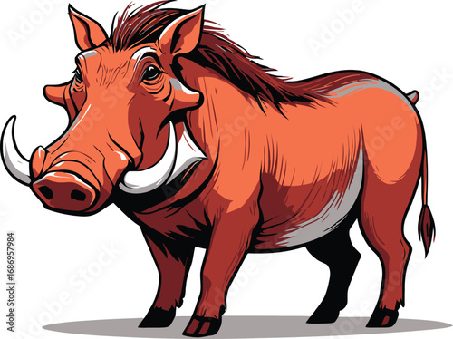 Cute cartoon a illustrator vector warthog