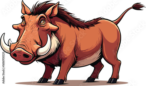 Cute cartoon a illustrator vector warthog