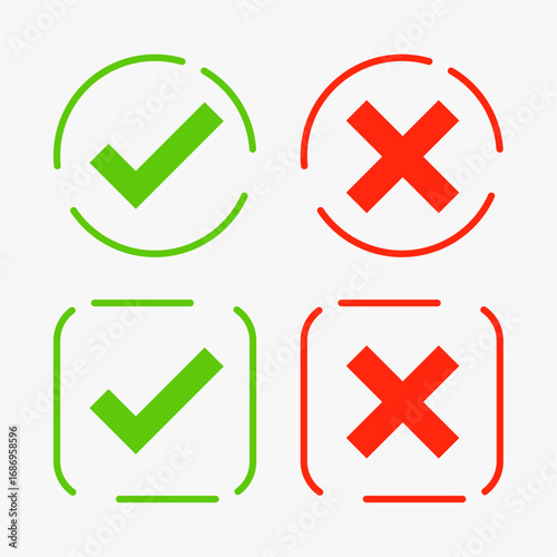 approved and rejected checkmark symbol in collection Icon sheet