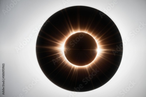 Stunning Solar Eclipse with Radiant Light Rays and Dark Center