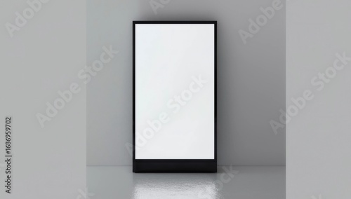 Digital signage with blank screen isolated on white background. Mockup to showcasing information or advertising