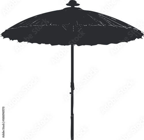 Silhouette of a parasol umbrella providing shade and sun protection for outdoor use