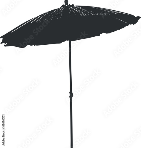 Silhouette of a large outdoor umbrella or parasol providing shade and sun protection