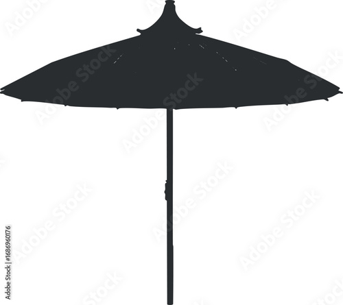 Silhouette of a traditional outdoor umbrella providing shade and sun protection for leisure and outdoor activities.