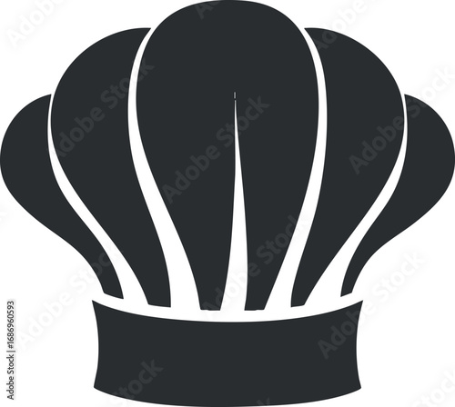 Black and white silhouette of a chef hat symbolizing cooking and culinary profession apparel