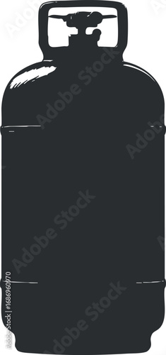 Silhouette illustration of a gas cylinder tank used for storing and transporting propane or other flammable gases