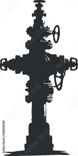 Silhouette of an industrial valve used for controlling flow in pipelines and machinery systems