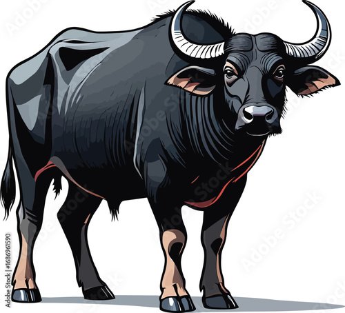 Cute cartoon a illustrator vector water buffalo