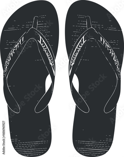 A pair of black flipflops with simple strap designs suitable for casual summer or beachwear footwear.