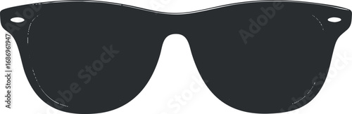 Black sunglasses icon with dark lenses and classic frame for sun protection and style