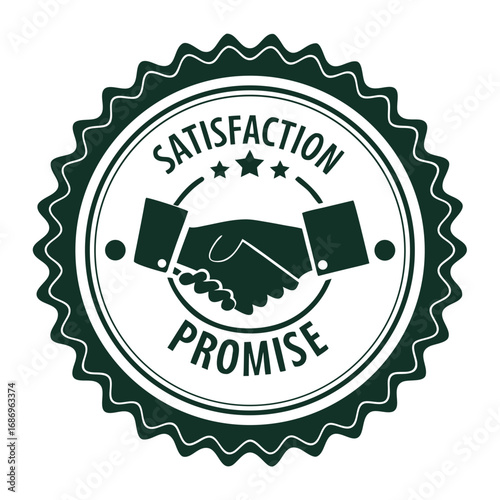 Satisfaction promise badge with handshake design 
