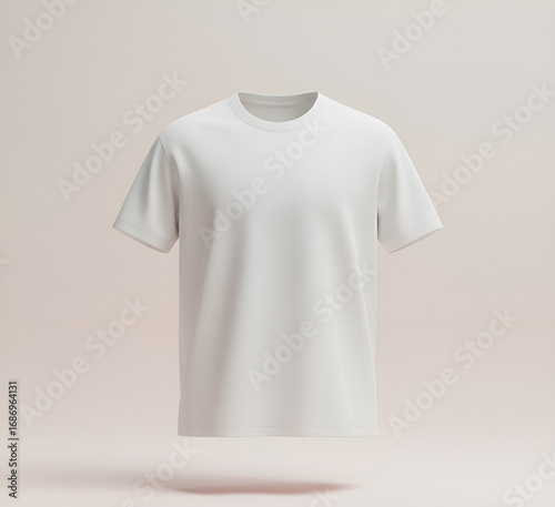 For print designs, a white blank t-shirt front view mockup is isolated on a grey background.