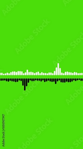 Vertical 4k abstract music sound wave or audio wavefrom isolated on green screen  background.Line digital minimalist voice and symbol technology.