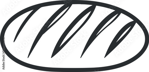 Illustration of a freshly baked loaf of bread with crusty surface and diagonal cuts