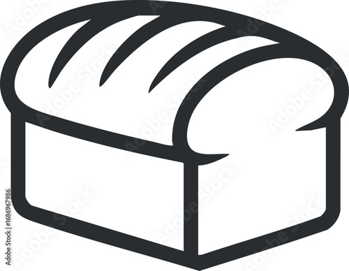 Simple black and white icon of a loaf of bread representing bakery and food concepts