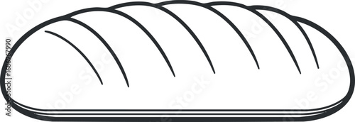 Simple black and white line drawing of a fresh loaf of bread with crust and scoring marks