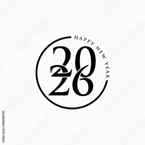 2026 Happy New Year design vector. trendy new year 2026 Celebration Illustration design template.