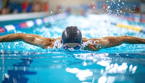 Person swimming butterfly stroke